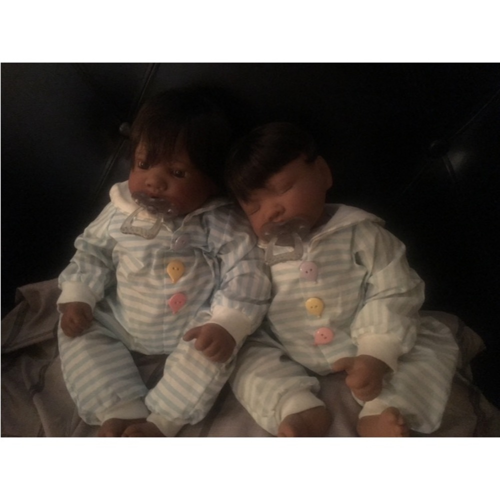 Adorable Twin Baby Dolls with Striped Pajamas